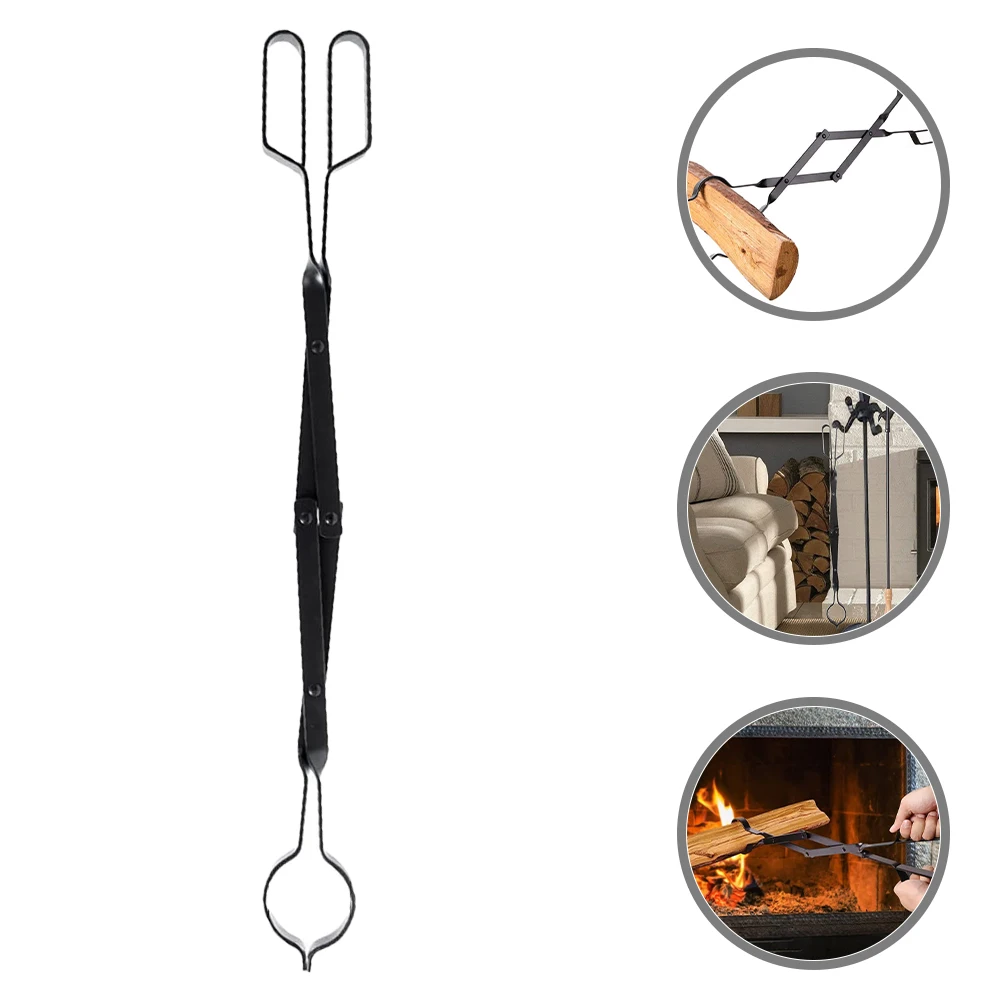 

Foldable Metal Firewood Tongs Portable Fireplace Tong For Log Grabbing Indoor Outdoor Use Durable Heat Resistant Grappling Tool