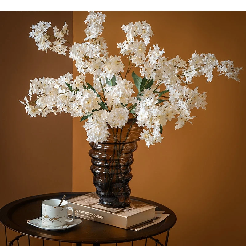 Transparent Gray Threaded Glass Vase Decorative Flowers Arrangement Desk Decoration Flower Pots Hydroponics Floral Vases