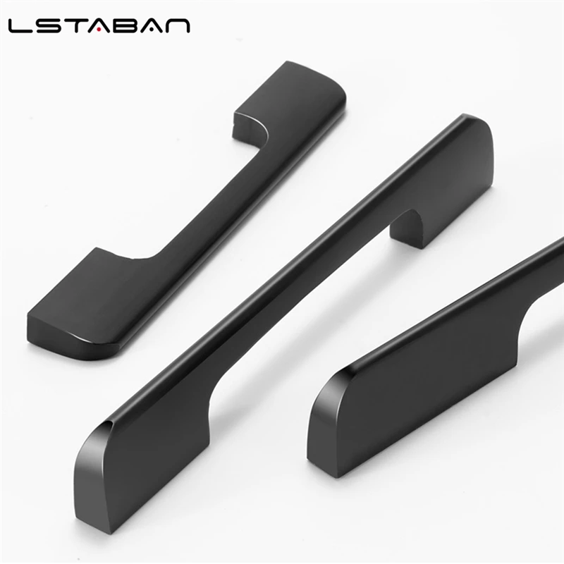 Maniglie per porte di sicurezza in lega di alluminio nero, maniglie allungabili per porte di armadietti in stile americano, maniglie decorative moderne a filo per cassetti