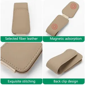 Universal Car Auto Sun Display Eyeglass Hanger Leather Glasses Holder Multifunctional Magnetic Clip Car Storage Accessories 10 Main Sales Knife Proof Vest - №3