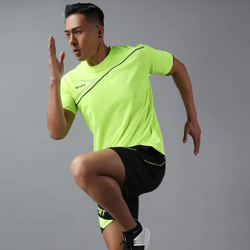 2025 conjuntos de corrida de secagem rápida dos homens respirável caminhadas pesca camiseta curta elasticidade macia ginásio ternos fitness esportes ao ar livre