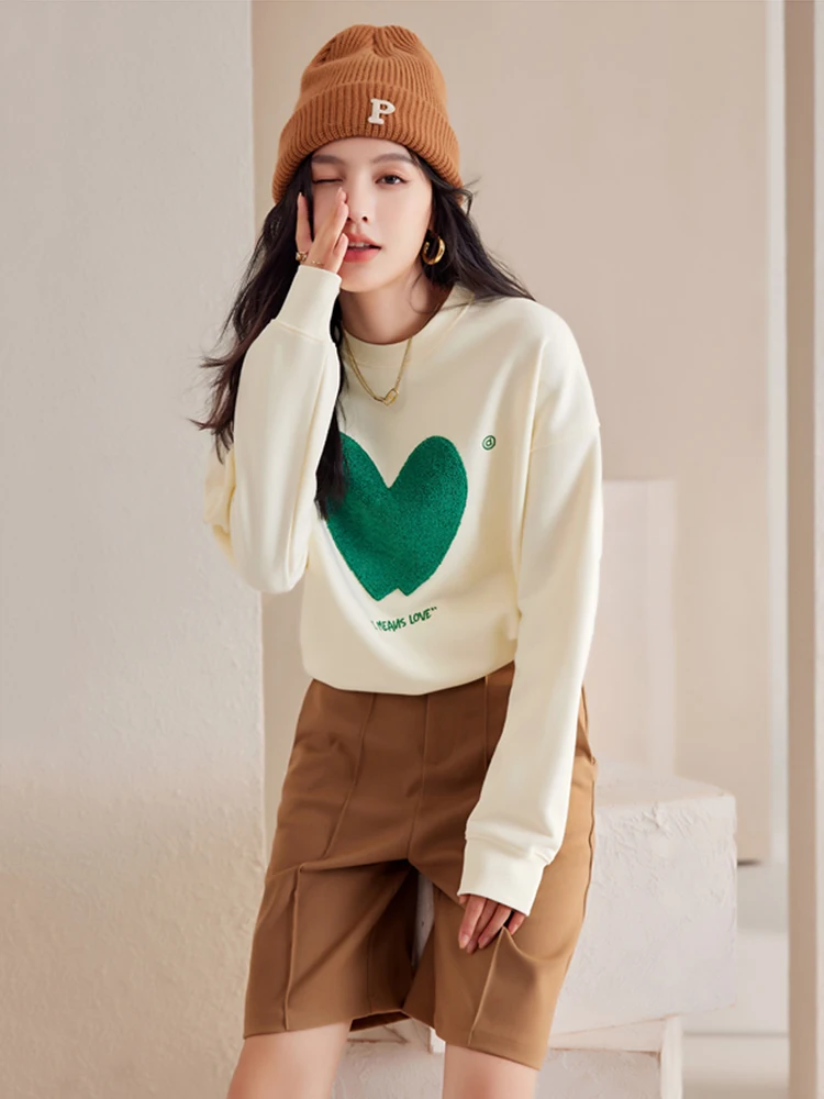 Women Hoodies 2024 Autumn New Round Neck Long Sleeve Tops Fashionable Casual Versatile Loose Fit Pullover