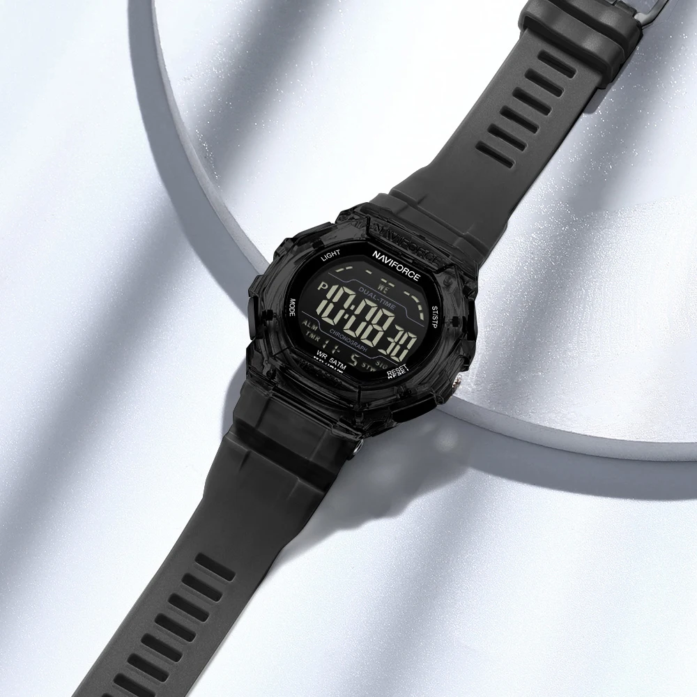 NAVIFORCE Multifunction Men LED Digital Watch Date Week Alarm Waterproof Outdoor Man Silicone Strap Electronic Watches view 5