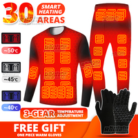 30 Areas Heated Jacket Men Self Heating Vest Women Heated Thermal Underwear Ski USB Electric Heating Clothing Long Johns Winter