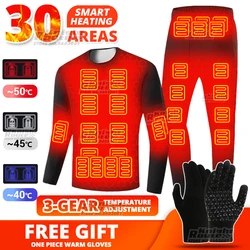 30 Areas Heated Jacket Men Self Heating Vest Women Heated Thermal Underwear Ski USB Electric Heating Clothing Long Johns Winter