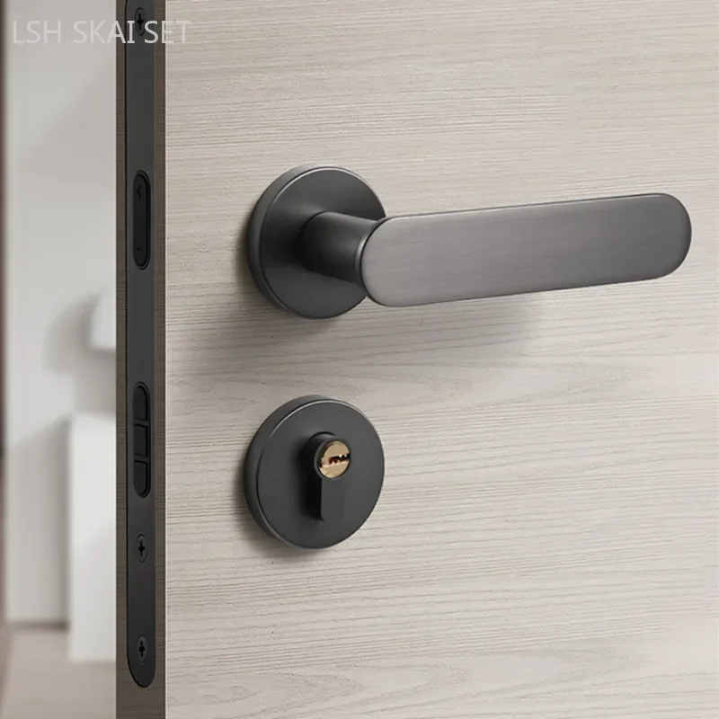 

Modern Zinc Alloy Bedroom Door Locks Indoor Silent Security Door Lock Double Sided Door Handle Lock Body Set Hardware with Key