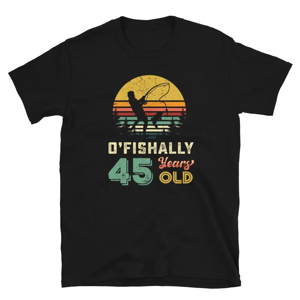 Officially 45 T Shirt Fishing 45th Birthday Men Year Old Turning Fisherman