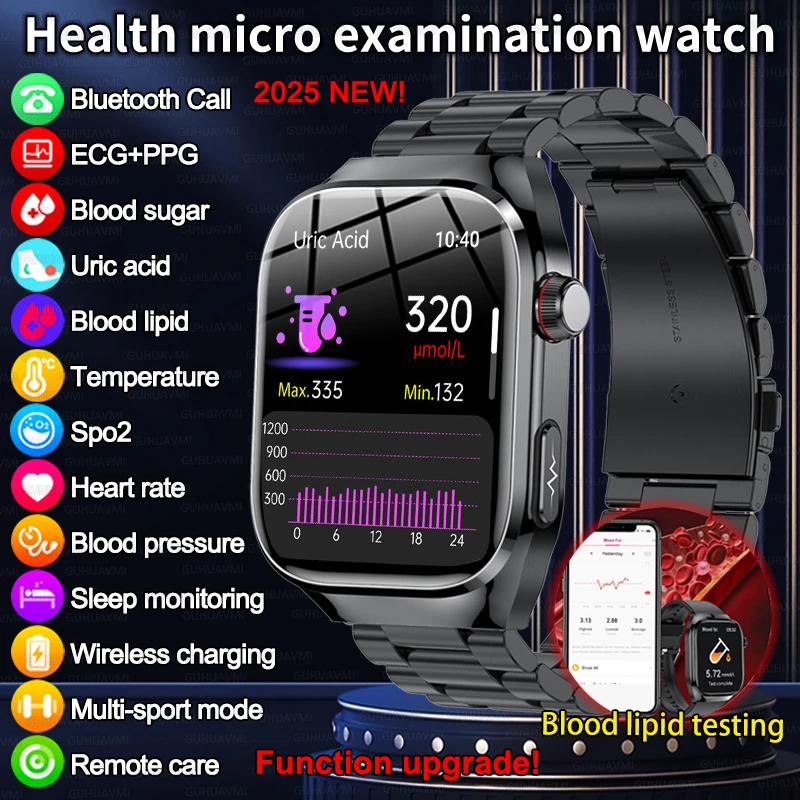 2025New Grado medico ECG + PPG Acido urico Grasso nel sangue Smart Watch Zucchero nel sangue