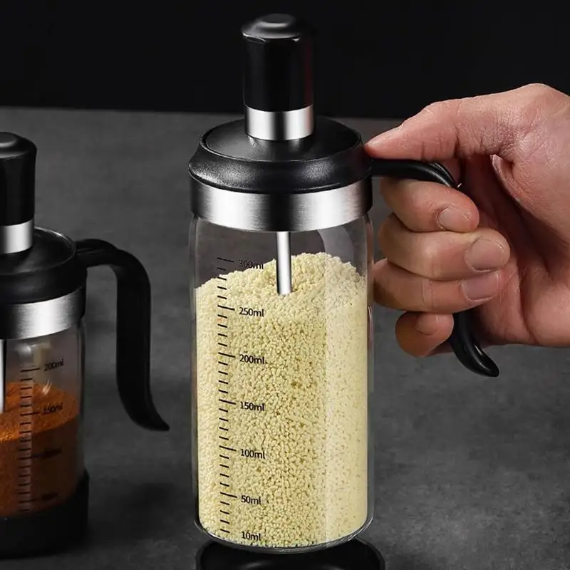Spice Seasoning Bottle Kitchen Supplies Glass Transparent Sugar Bottle With Spoon Seasoning Bottle Salt And Pepper Bottle