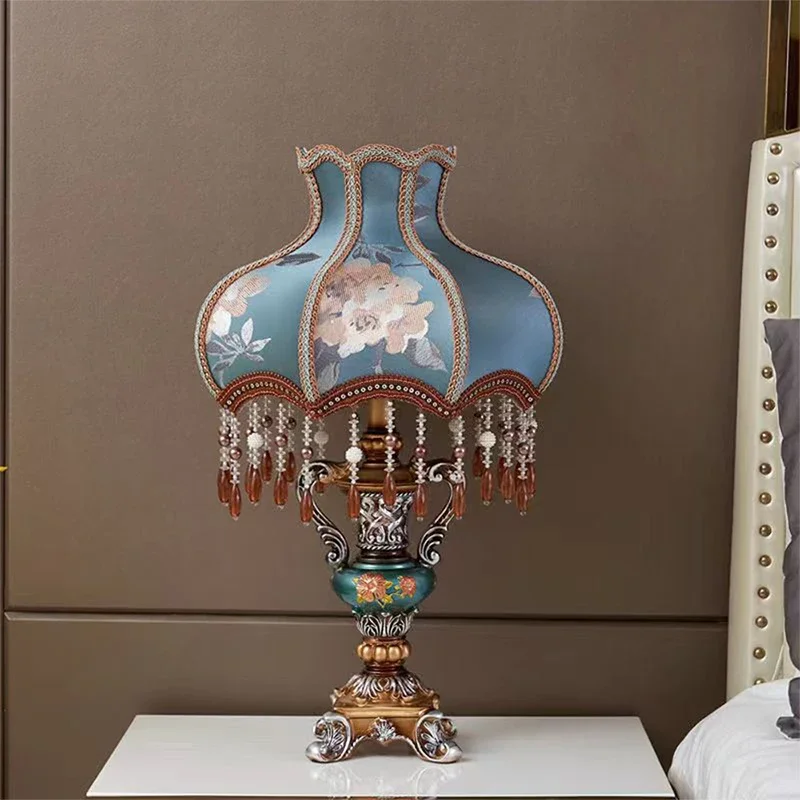 BELLE European Table Lamp Luxurious Living Room Bedroom Study Villa Hotels LED Retro Creativity Bedside Desk Light