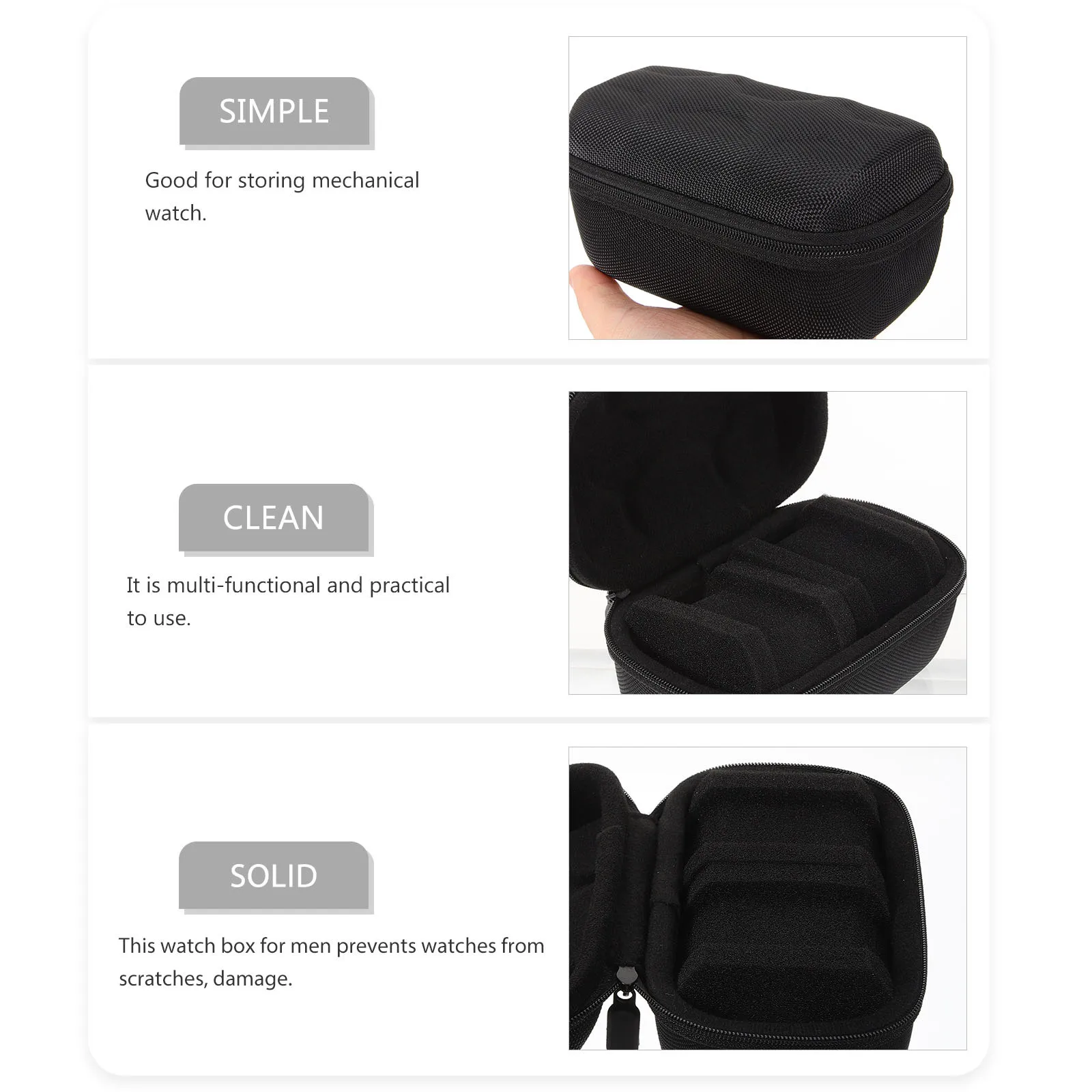 

Portable Travel Watch Case 2-Slot Mechanical Watch Storage Box Zipper Carrying Box for Men Travel Business Outdoor