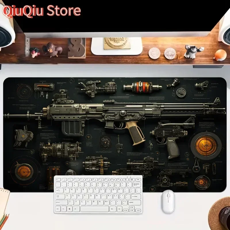 

Gun parts assembly Large Mouse Pad XXL Desk Mat Non-Slip Rubber Base Gaming Keyboard and Mouse Stitched Edges for Home and game