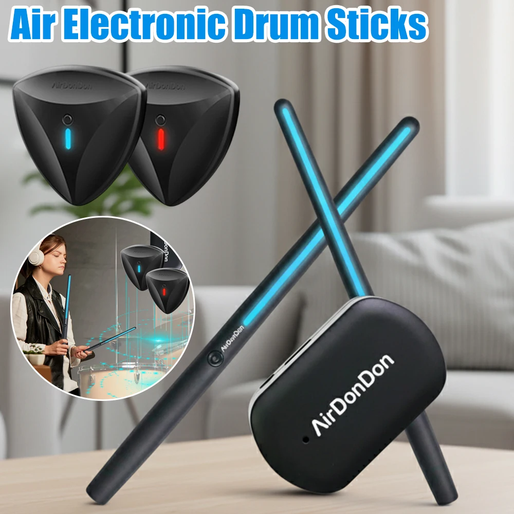 

Portable Air Drum Set Electronic Virtual Air Drum Set for Kid Adult Electronic Drum Sticks Realistic Effect Air Drum Adapter