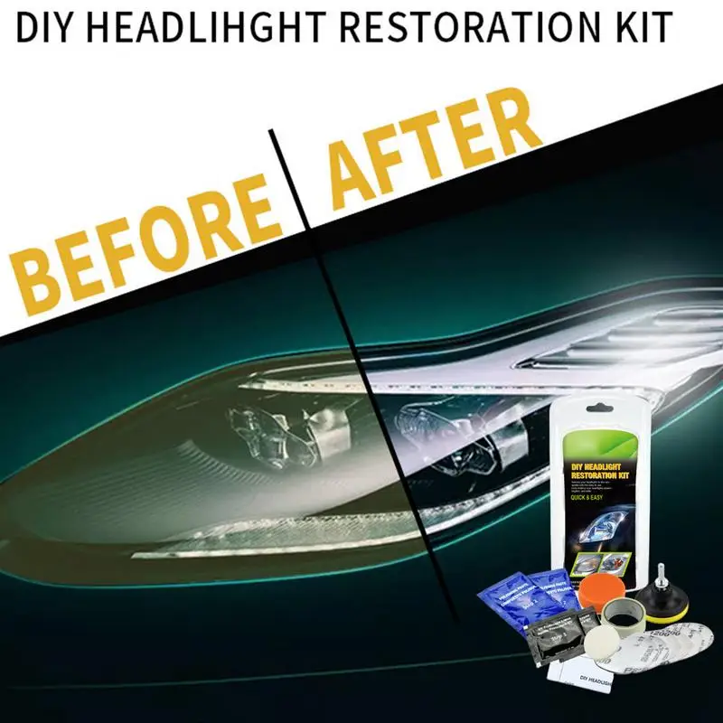 Headlight Lens Restoration Kit Heavy Duty Headlight Restoration Kit Car Headlight Glass Scratch Renovation Tool Includes Masking