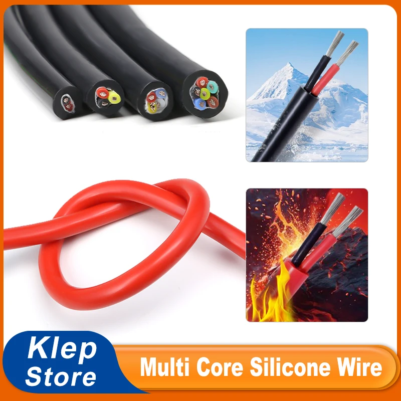 

2/3/4/6Cores Soft Silicone Rubber Cable Sq 0.3/0.5/0.75/1/1.5/2/2.5/4/6mm Flexible Insulation High Temperature Copper Core Wire