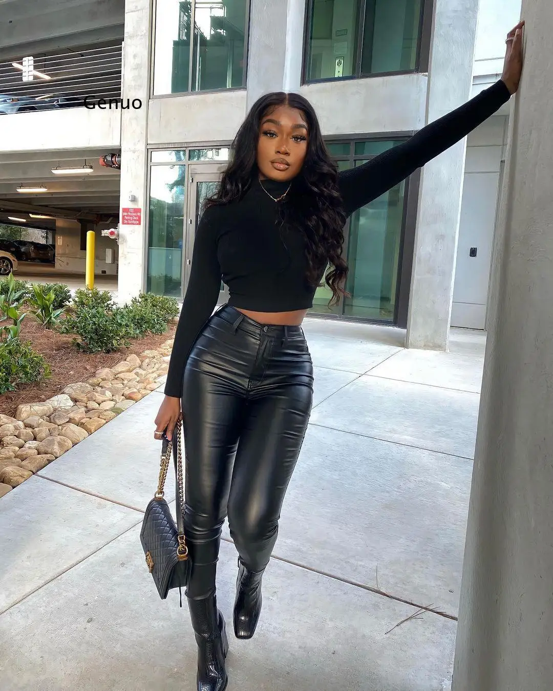 

Sexy Faux Leather Pants Women High Waist Outfit Trousers Street Black Clothing Pant Slim Fit Skinny Fashion Clubwear