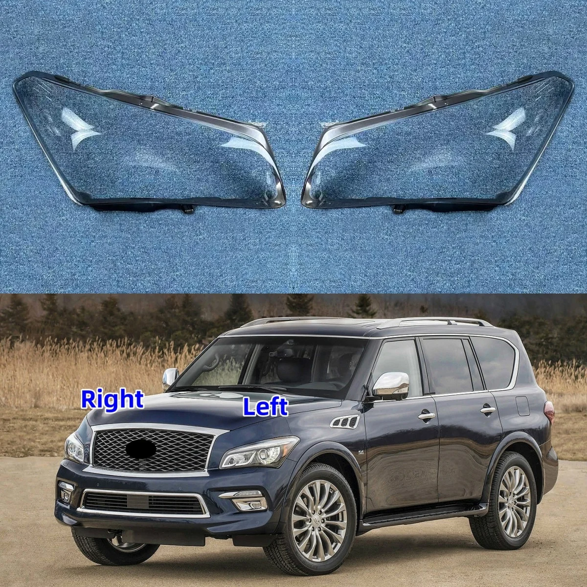 

Car Headlight Glass Lens Shell Headlamp Cover Head Light Lamp Shade Transparent Lampshade For Infiniti QX80 2014 2015 2016 2017