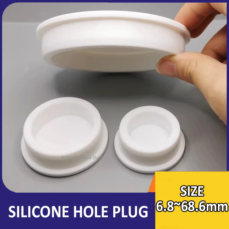 6.8MM~68.6MM White Silicone Hole Plugs waterproof sealing rubber Sink basin plug hollow cap decorative cover