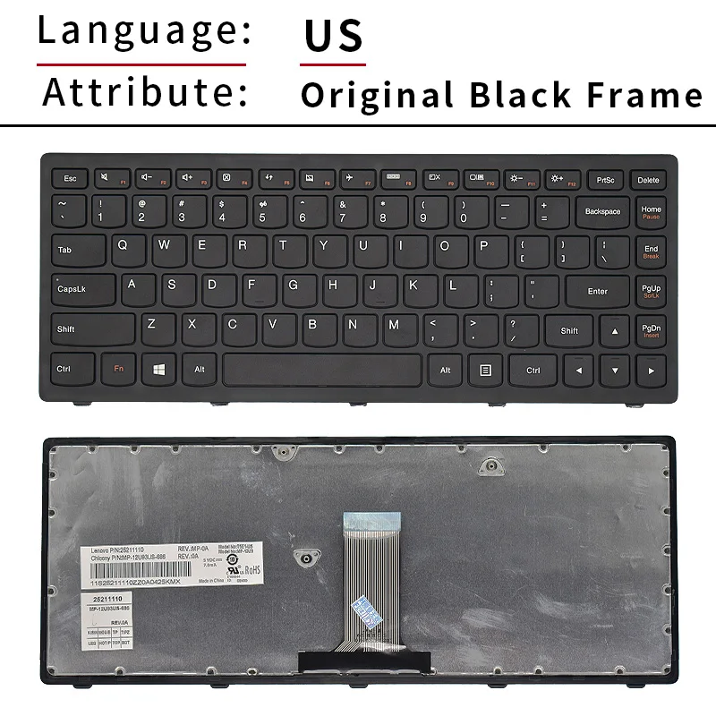 Neue us laptop tastatur für lenovo g400s g405s s410p g400as g410s z410 g405s flex14a flex14g flex 14d schwarz silber rahmen