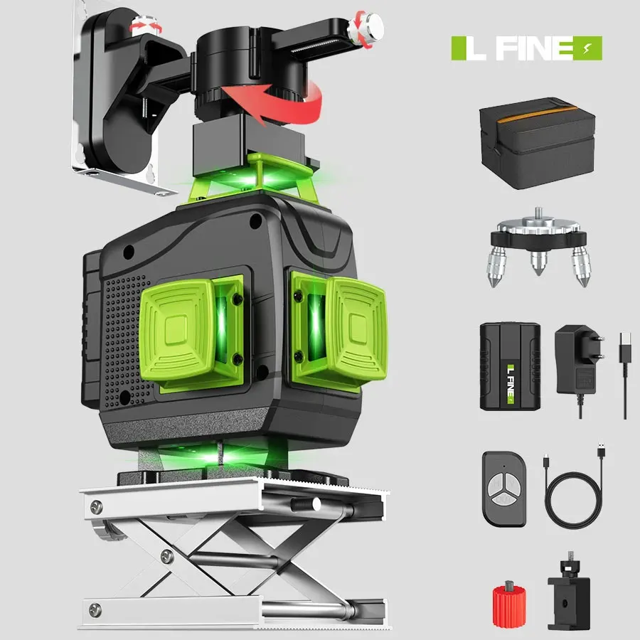 Lfine-nível Laser Profissional 360 Cruzes Laser Verde Autonivelante Precisão Horizontal e Vertical Ferramentas de Construção