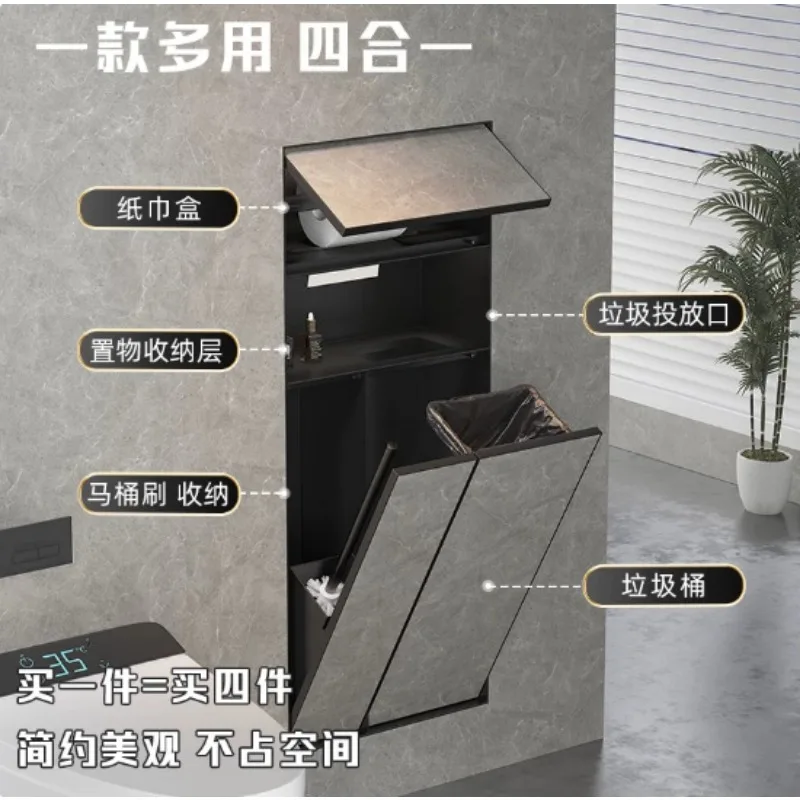 Embedded Wall Niche for Bathroom, Hidden Stainless Steel Cabinet Tissue Box & Trash Storage Rack