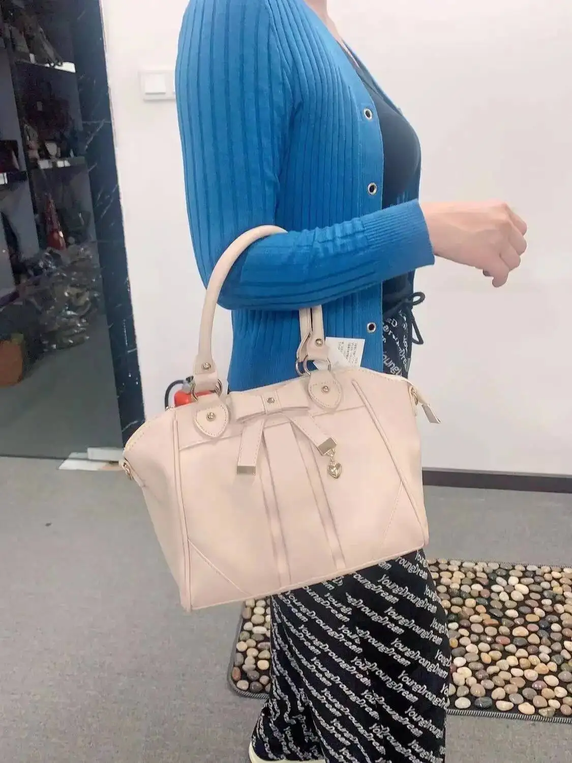 Bloom Lolita Jk White Handbag Women Japanese Bow Leather Large Capacity Tote Bag Ladies Retro Sweet Shoulder Crossbody Bags