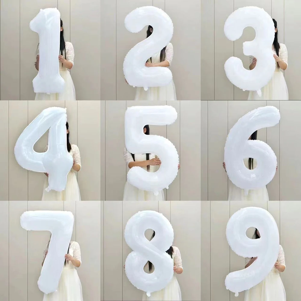 40 بوصة الأبيض الألومنيوم احباط عدد كبير 0-9 بالونة عيد ميلاد 1 سنة الطفل حفلة المشهد تخطيط الذكرى الأطفال بالون