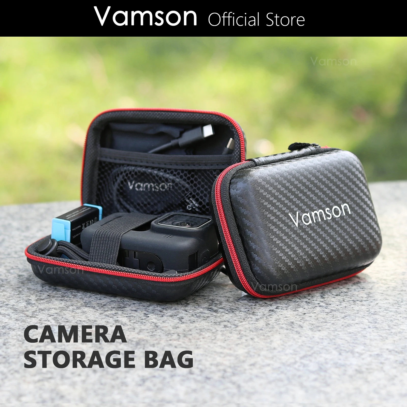 Vamson Mini PU Protective Storage Case for Gopro Hero 12 11 10 9 8 for DJI OSMO Action for Insta 360 X3 One X2 Camera Accessorie