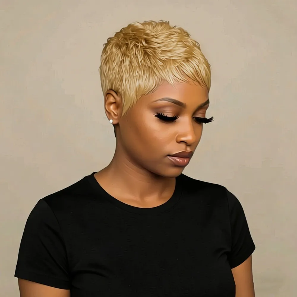 

Парик в стиле пикси для женщин, для повседневного использования и вечеринок, коричневый, черный, бордовый цвет, короткий, прямой, многослойный, из натуральных волос, машинной работы.