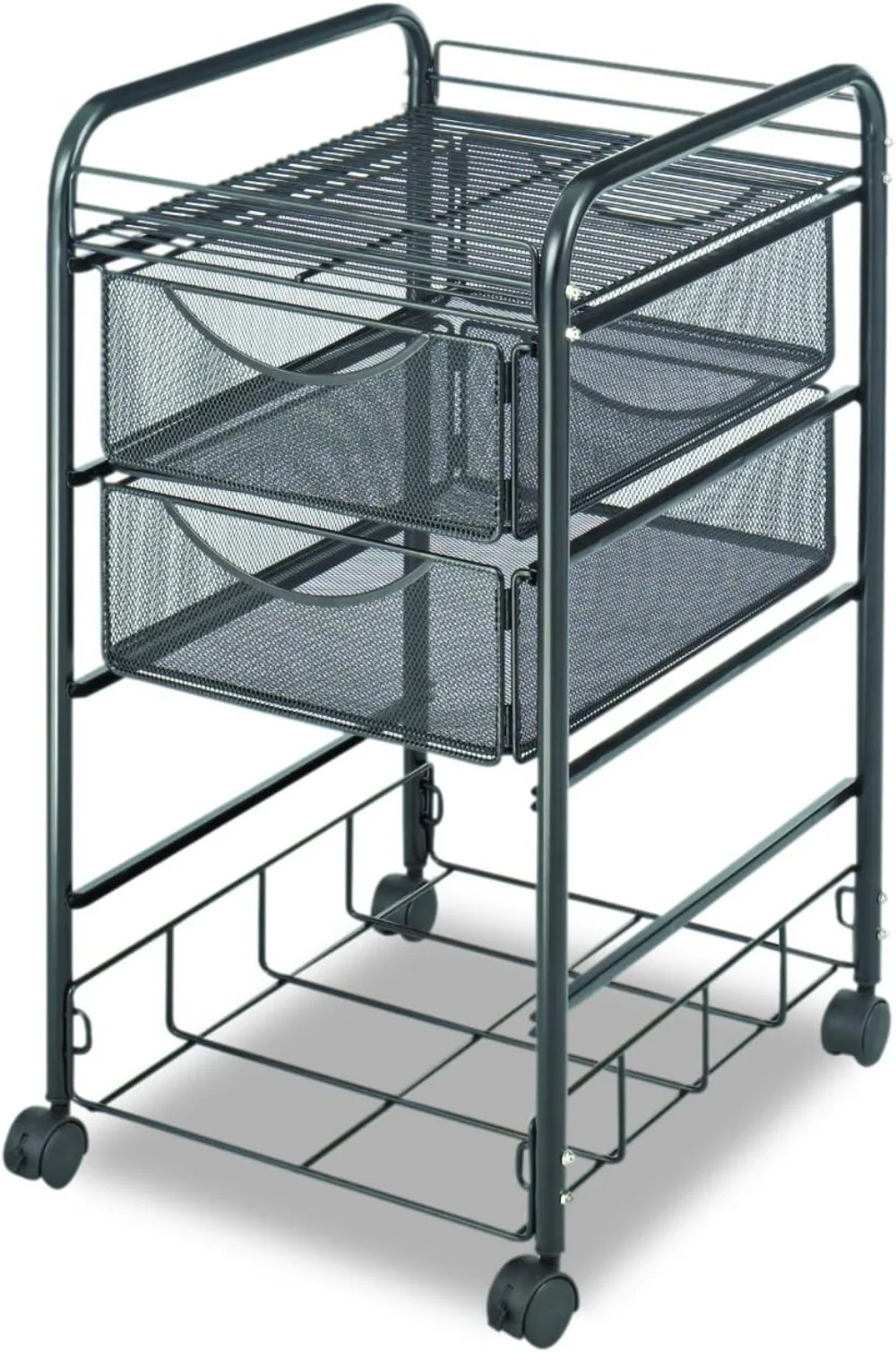 Safco Onyx Rolling File Cart with 4 File Drawers, Fits Letter-Size Hanging Folders, Durable Steel Mesh Construction