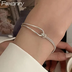 FOXANRY Minimalist Stamp Chain Bracelet Party Jewelry Fashion Simple Geometric Handmade Holiday Beach Accessories Gifts