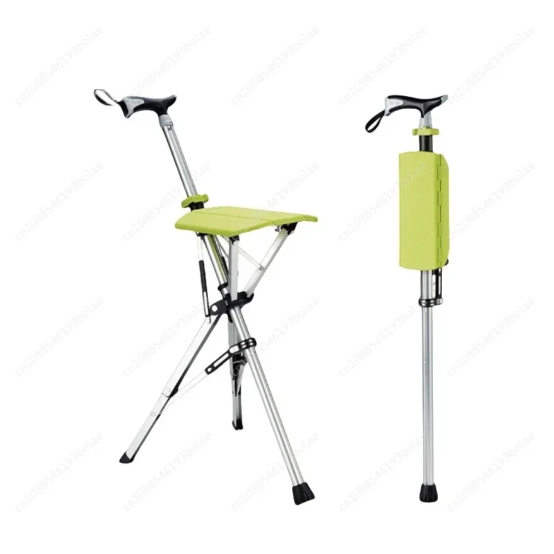 Cane Chair Table  Portable Folding Non-slip Elderly Crutch Stool Stick Climb