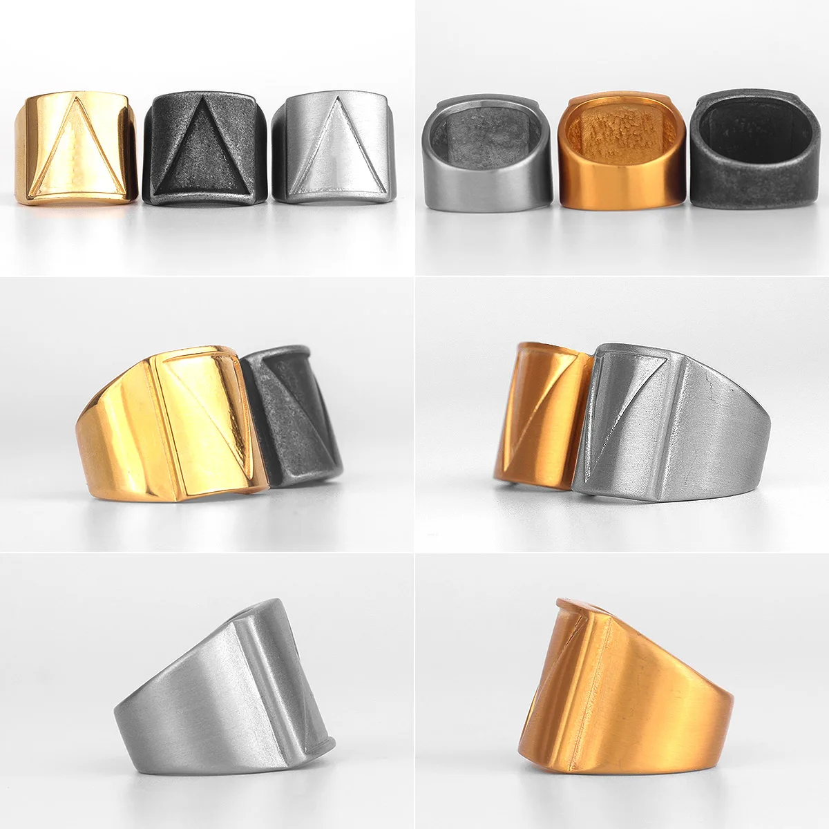 Retro Geometry Triangle Men Rings Stainless Steel Women Jewelry Punk New in Stranger Thing Fashion Accessories Gift Wholesale