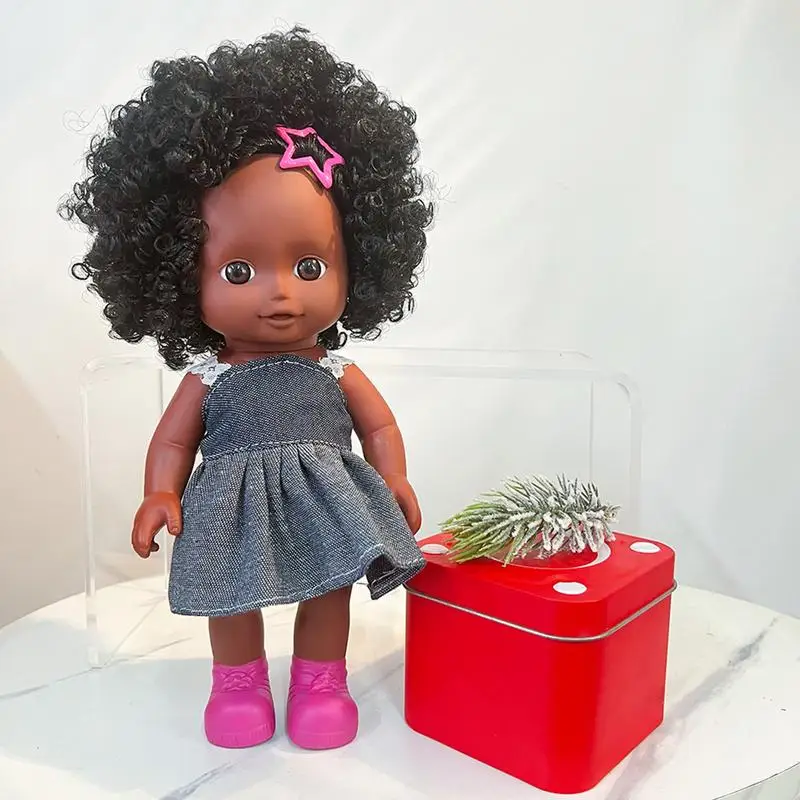 27CM Black Skin Baby Doll Touch Girl Doll Baby Reborn Toys Realistic Touch African American Girls Dolls Toddler Birthday Gifts