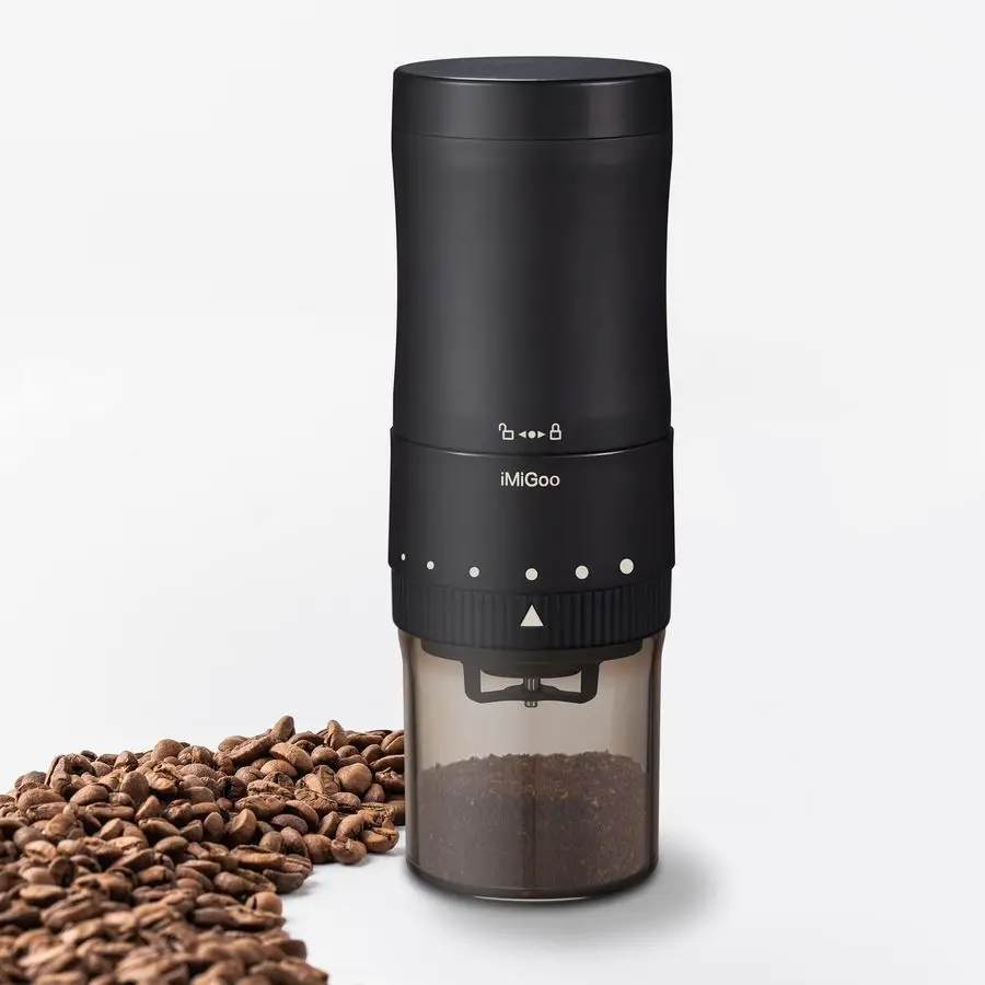 

Ceramic Burr Coffee Grinder Electric Slow Grinder As Manual, with Adapter, Upgraded Grinding Bin for Espresso, Pour Over, Drip,