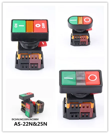 

AS-22N APBB-22N PPBB-30N 22 мм 25 мм двухголовочный кнопочный переключатель мгновенный переключатель с подсветкой
