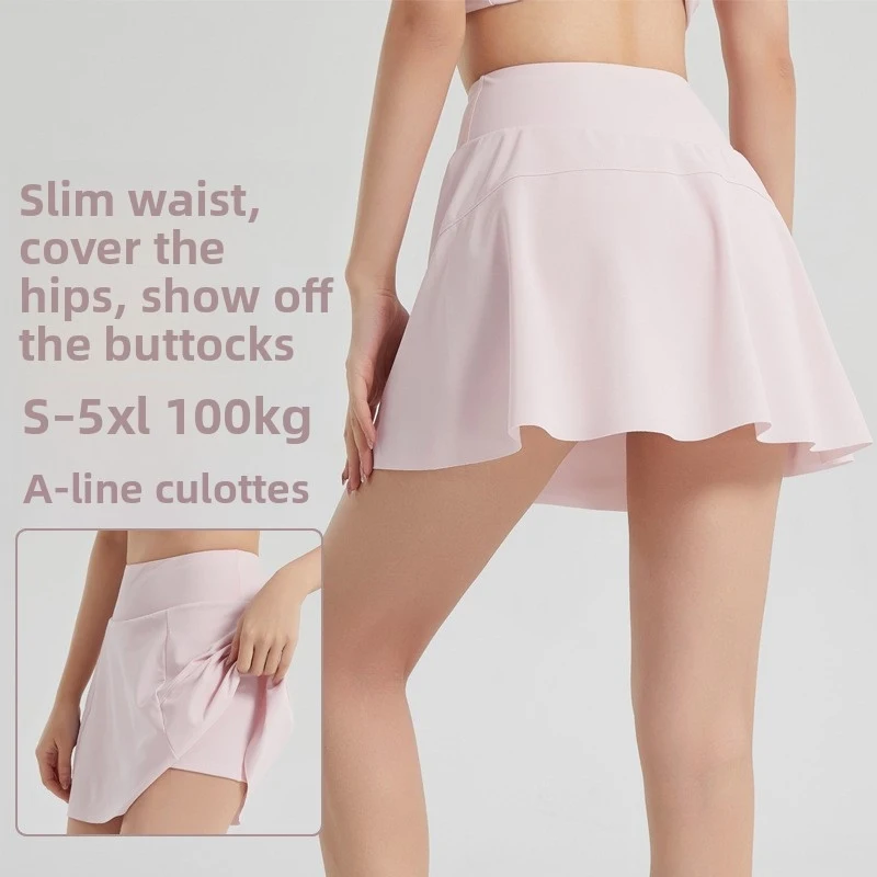 

Women A-Line Yoga Skirt Mesh Breathable High Waist Tummy Control Skort with Built-in Shorts Anti-Exposure Quick Dry Fitness Gym