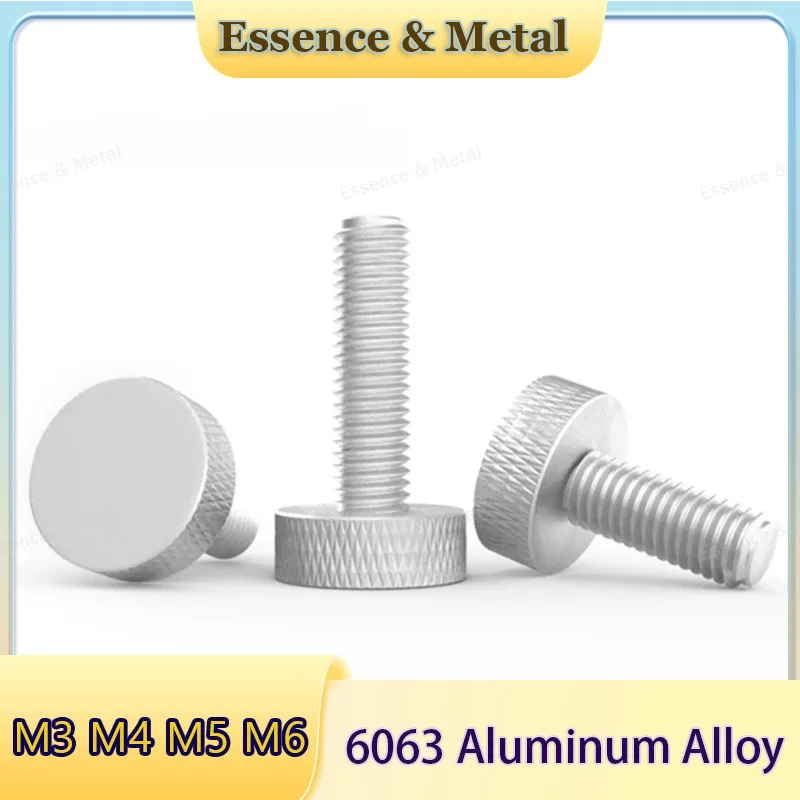 6063 Aluminum Alloy Knurled Thumb Screws M3 M4 M5M6 Large Flat Head Hand-Tightened Curtain Wall Glass Bolts Computer Case Screws