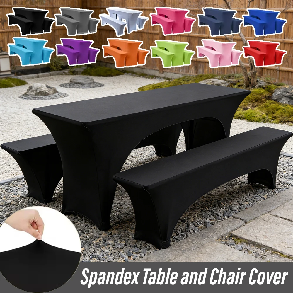 

Table Cloth Set Stretchable Solid Color Polyester Table Cover with Chair Covers, Wrinkle-Resistant & Washable for Events Parties