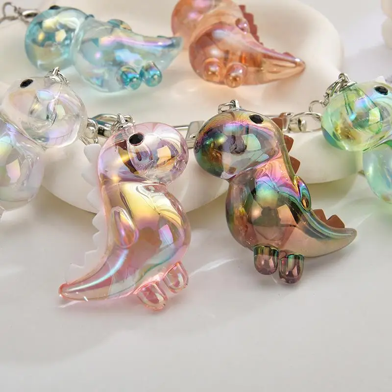 Niedlicher Acryl-Dinosaurier-Schlüsselanhänger, gepaart mit robuster Schnalle, tägliche lässige Rucksack- und Taschendekoration, Weihnachtsüberraschungsgeschenk – Detail 2