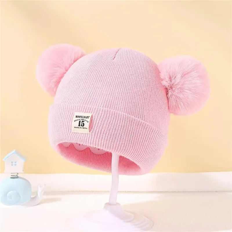 الخريف الشتاء الطفل قبعات منسوجة دافئة مع بوم الاطفال قبعة صغيرة متماسكة قبعة بلون الأطفال قبعة للبنين إكسسوارات فتيات #3