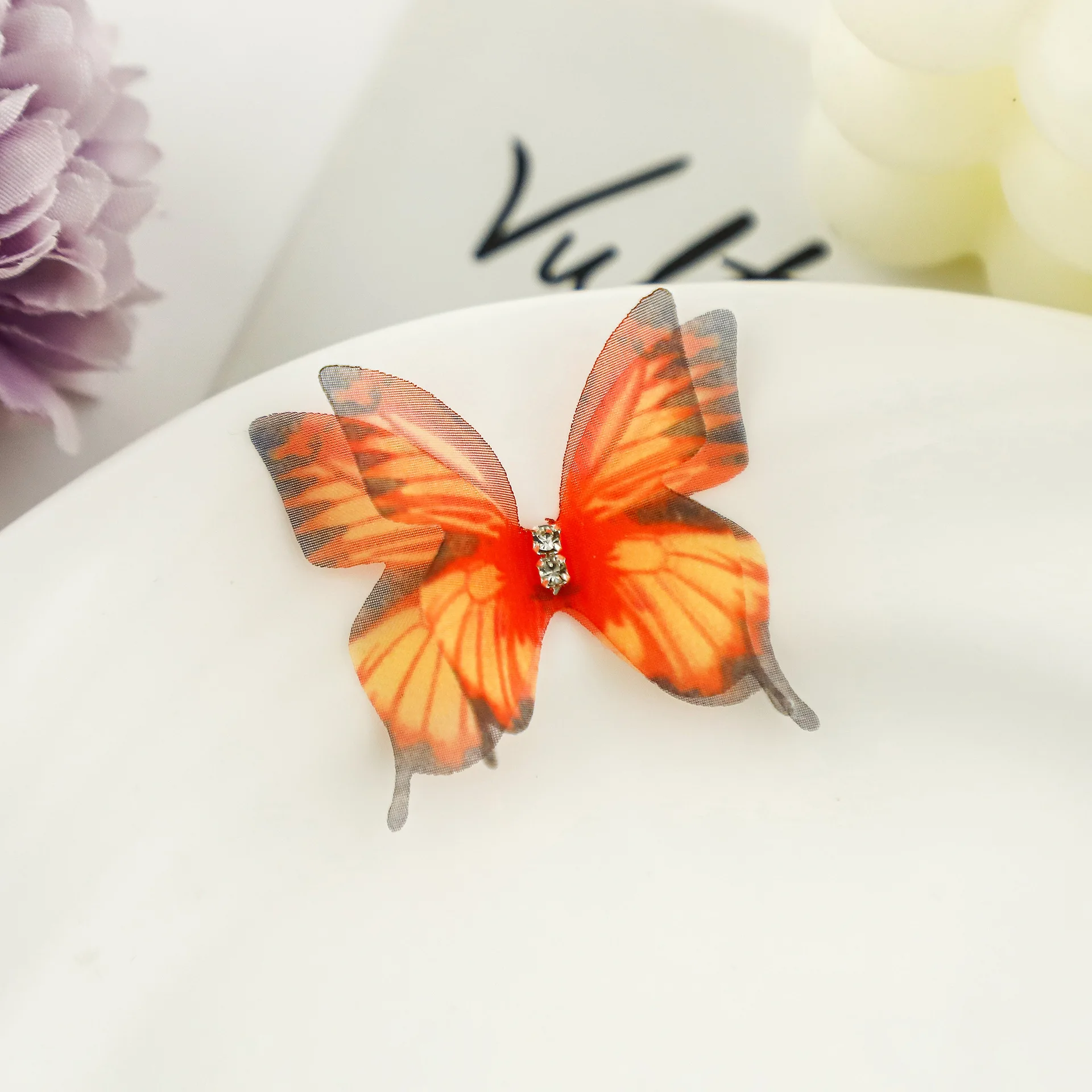 

50 шт. 4,5 см двухслойные красочные стразы бабочка для DIY ремесло браслет серьги изготовление ювелирных изделий аксессуары для одежды декор