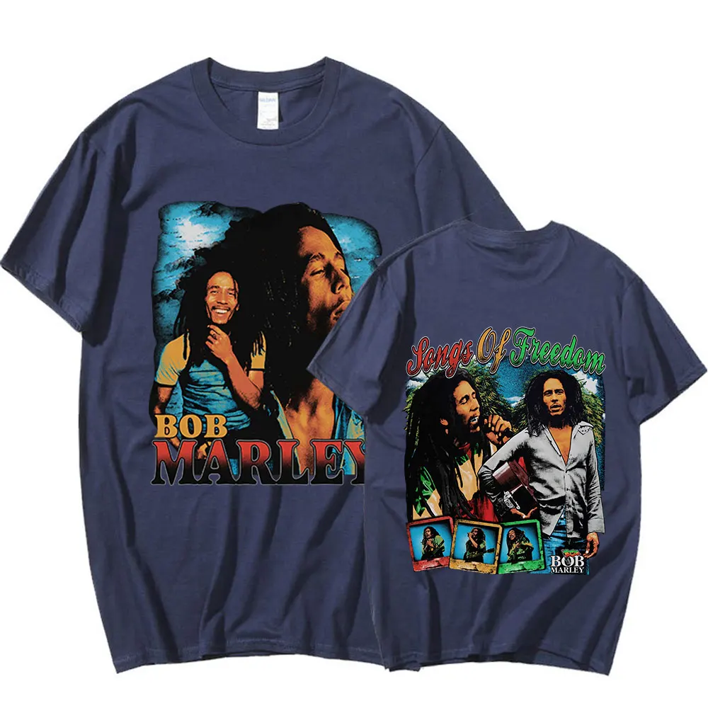 Rapper Bob Marley T Shirt Music Album Graphic Print T Shirts Men's Fashion Hip Hop Vintage Oversized Cotton T-shirt Streetwear