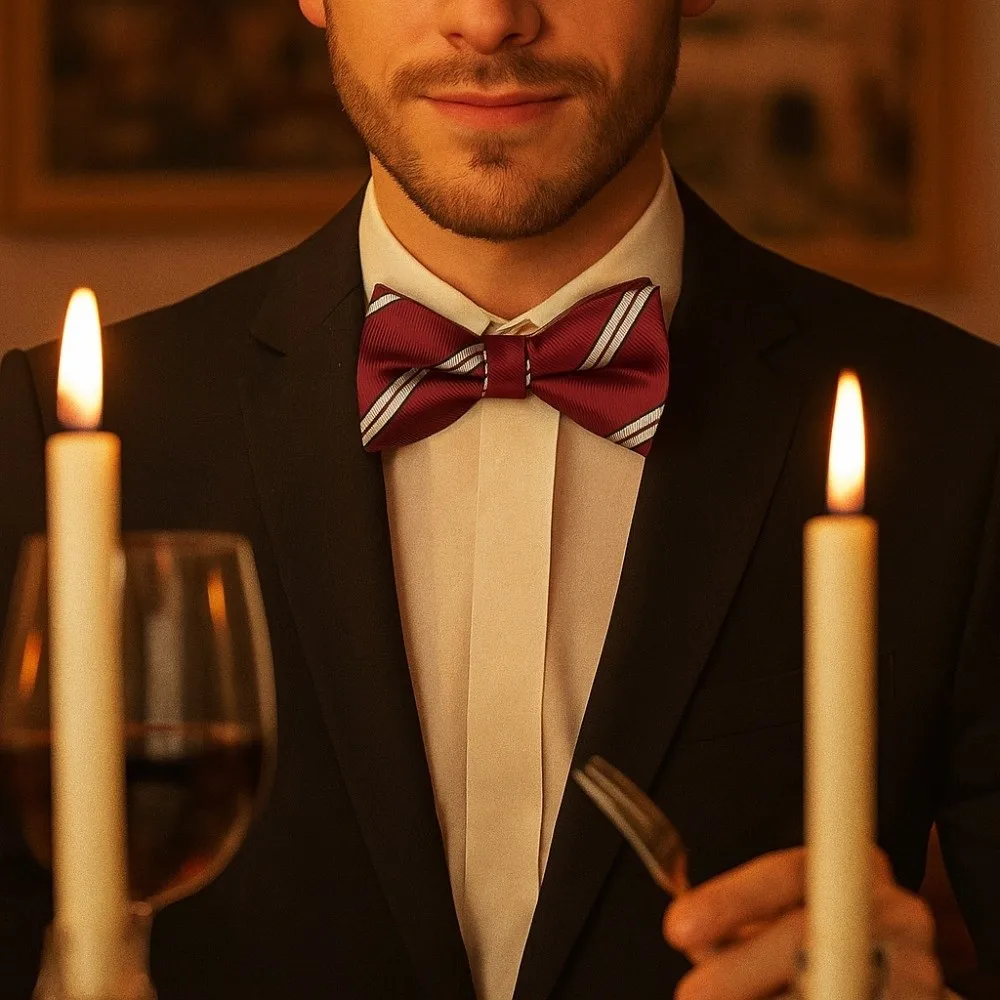 แฟชั่นปรับสีแดง Serise Bow Tie Bowknot เนคไทผู้ชายลายดอกไม้เจ้าบ่าวเจ้าบ่าว Cravat จีน