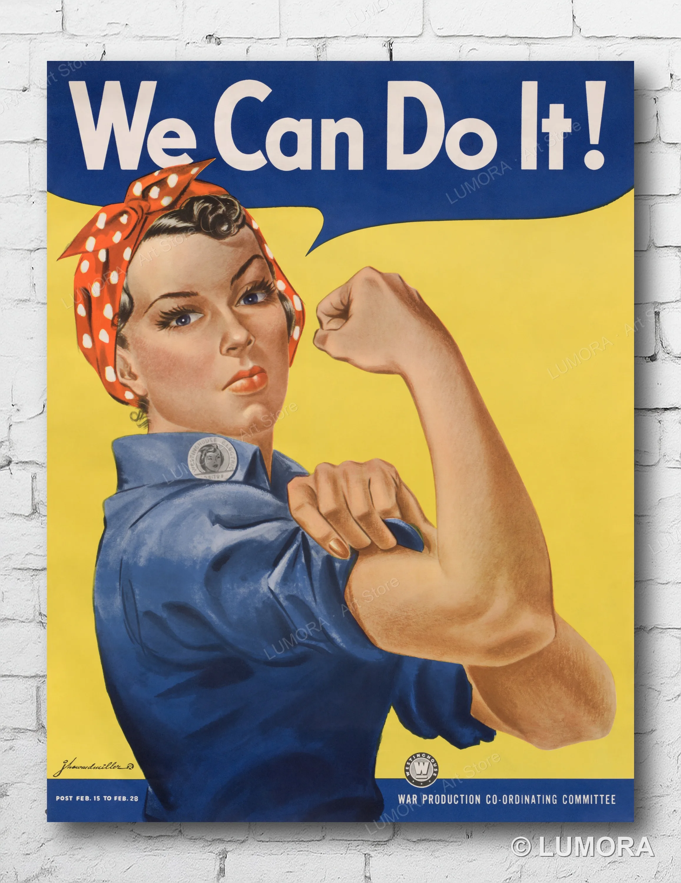 Rosie the Riveter We Can Do It Vintage Canvas Poster Feminist Wall Art WWII War Ads Room Decoration Home Decor Unframed