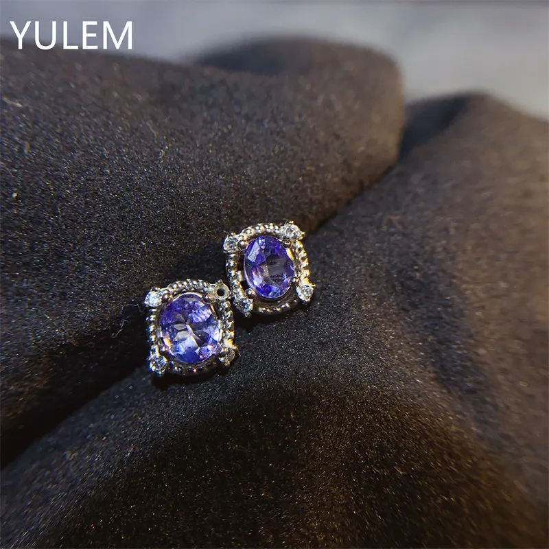

Wedding Gift Natural Genuine Tanzanite Earrings 925 Sterling Silver Premium Charm Jewelry Women Wedding Party Earring
