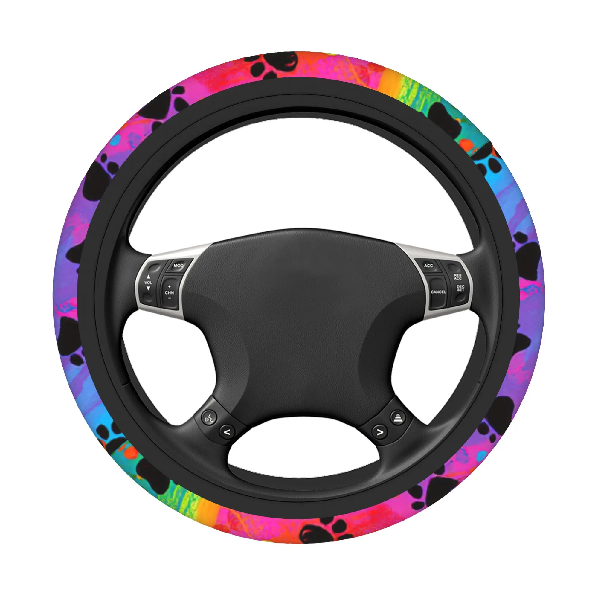 37-38 Car Steering Wheel Covers Rainbow Paw Universal Dog Cat Braid On The Steering Wheel Cover Car-styling Car Accessories