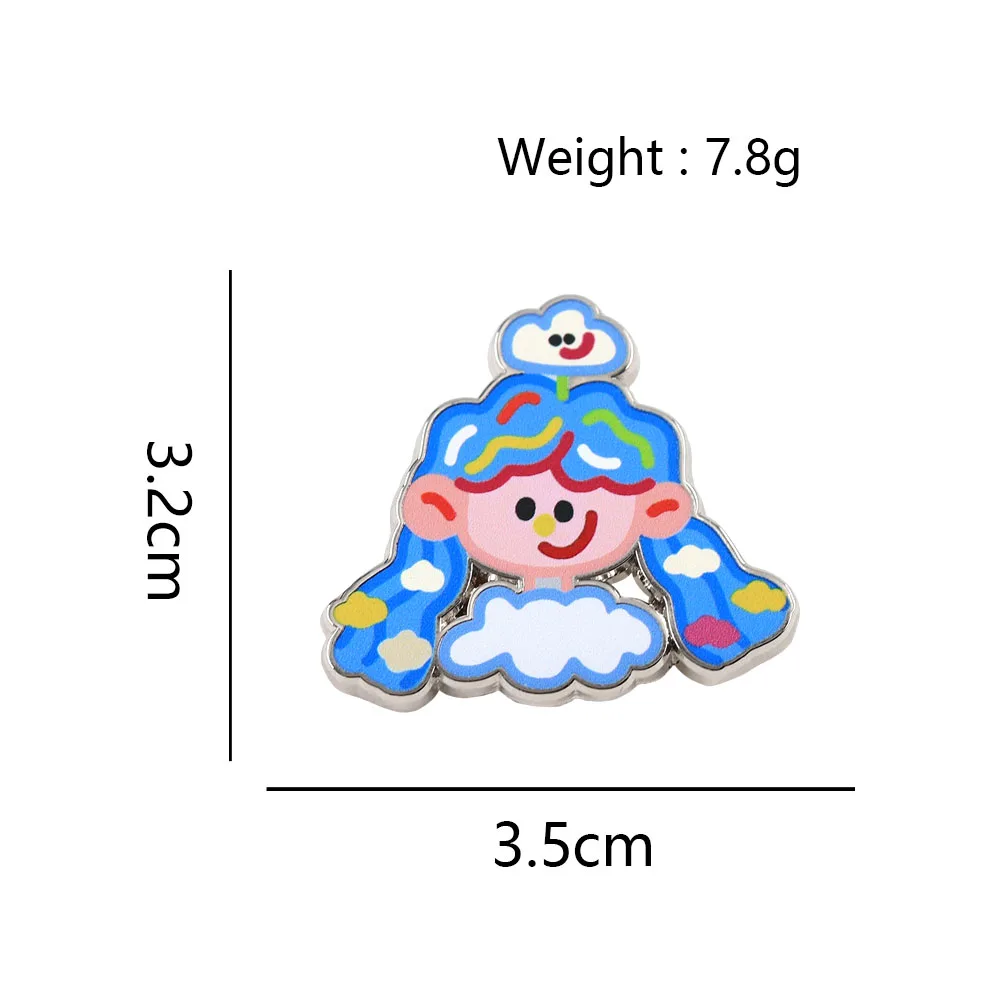Kawaii Wolkenmädchen Emaille-Pin Niedliche Blauhaarige Cartoon-Figur Anstecknadel Verspieltes Himmel-Abzeichen für Rucksack Kleidung Mädchen Geschenk – Detail 3