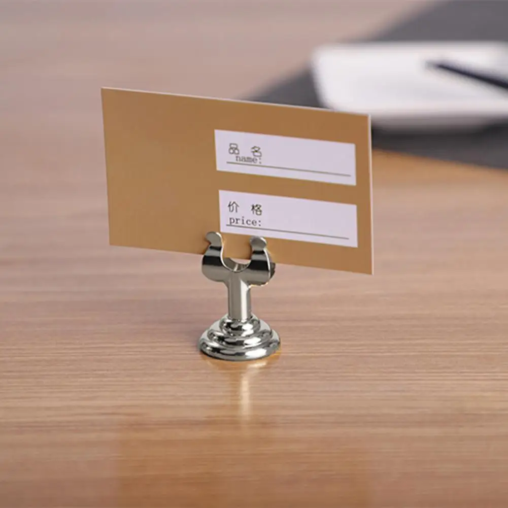 U Shape Mini Table Card Holder Decorative Stainless Steel Strong Grip Table Number Holders Table Menu Stand Desktop Accessories