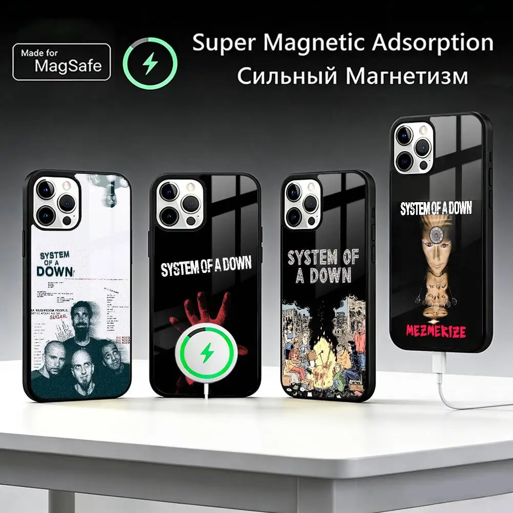 

S-System of a Down Rock Band Phone Case For iPhone17,16,15,14,13,12,11 Plus,Pro Max For Magsafe Wireless Charging
